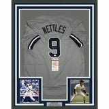 FRAMED Autographed/Signed GRAIG NETTLES 33x42 New York Grey Jersey JSA COA Auto