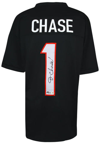 Ja'Marr Chase Signed Black Custom Football Jersey - (BECKETT COA)