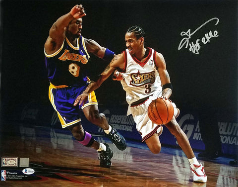 Allen Iverson Signed 76ers vs. Kobe Bryant 16x20 Photo W/ HOF 2K16 Beckett