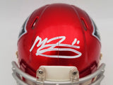 MAC JONES AUTOGRAPHED PATRIOTS FLASH RED SPEED MINI HELMET BECKETT QR 202970