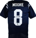 Elijah Moore Autographed Dark Blue College Style Jersey - Beckett W Hologram