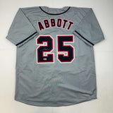 Autographed/Signed Jim Abbott California Angels Grey Jersey Beckett BAS Holo