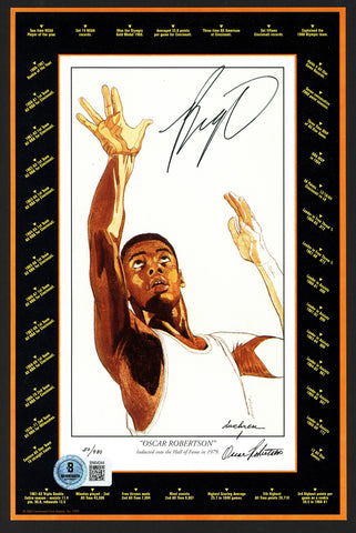 OSCAR ROBERTSON AUTOGRAPHED 6X9 PHOTO MILWAUKEE BUCKS BECKETT BAS QR 236392