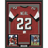 FRAMED Autographed/Signed KEANU NEAL 33x42 Atlanta Red Jersey PSA/DNA COA Auto