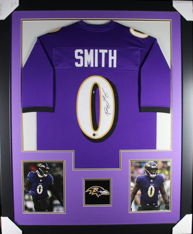 ROQUAN SMITH (Ravens purple TOWER) Signed Autographed Framed Jersey Beckett