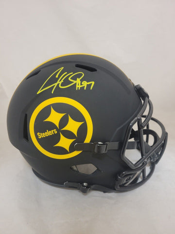 CAM HEYWARD SIGNED PITTSBURGH STEELERS F/S ECLIPSE SPEED REP HELMET BECKETT QR