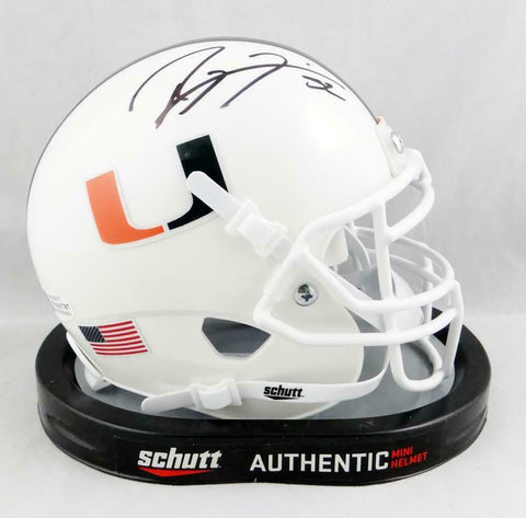 Ray Lewis Autographed Miami Hurricanes Schutt Mini Helmet- Beckett Auth *Black