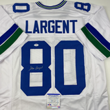 Autographed/Signed Steve Largent Seattle White Football Jersey PSA/DNA COA