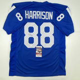 Autographed/Signed MARVIN HARRISON Indianapolis Blue Football Jersey JSA COA