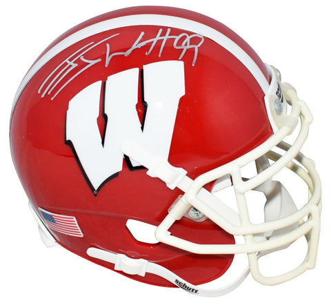 JJ WATT SIGNED AUTOGRAPHED WISCONSIN BADGERS RED MINI HELMET JSA