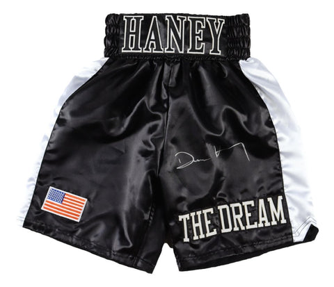 Devin Haney Signed Custom Black Boxing Trunks BAS ITP