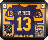 Kurt Warner Signed St. Louis Rams 35x43 Framed Jersey (JSA COA) Super Bowl MVP