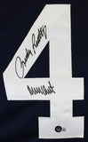 Notre Dame Rudy Ruettiger & Sean Astin Signed Navy Pro Style Jersey BAS Witness