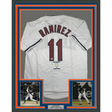 FRAMED Autographed/Signed JOSE RAMIREZ 33x42 Cleveland White Jersey Beckett COA