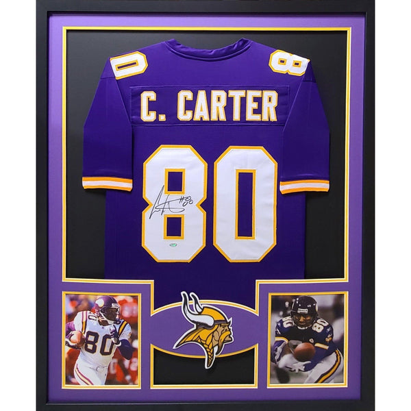 Cris Carter Autographed Signed Framed Minnesota Vikings Jersey SCHWARTZ