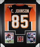 CHAD JOHNSON (Bengals black TOWER) Signed Autographed Framed Jersey Beckett