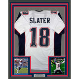 Framed Autographed/Signed Matthew Slater 33x42 New England White Jersey BAS COA