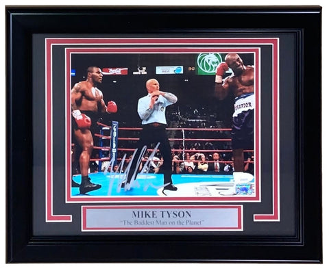 Mike Tyson Signed Framed 8x10 Evander Holyfield Ear Bite Photo JSA