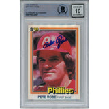 Pete Rose Autographed/Signed 1981 Donruss 371 10 Auto Trading Card Beckett 47109