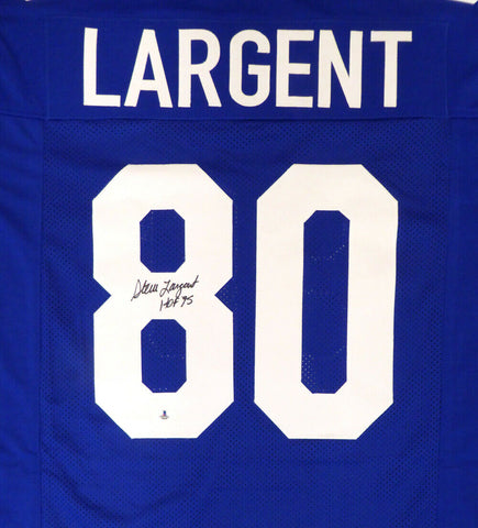 SEATTLE SEAHAWKS STEVE LARGENT AUTOGRAPHED BLUE JERSEY "HOF 95" BECKETT 124674