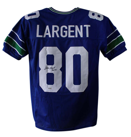 Steve Largent Autographed/Signed Pro Style XL Blue Jersey HOF Beckett 24058