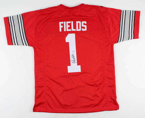 Justin Fields Signed Ohio State Buckeye Jersey (JSA COA) 2021 1st Round Pk Bears