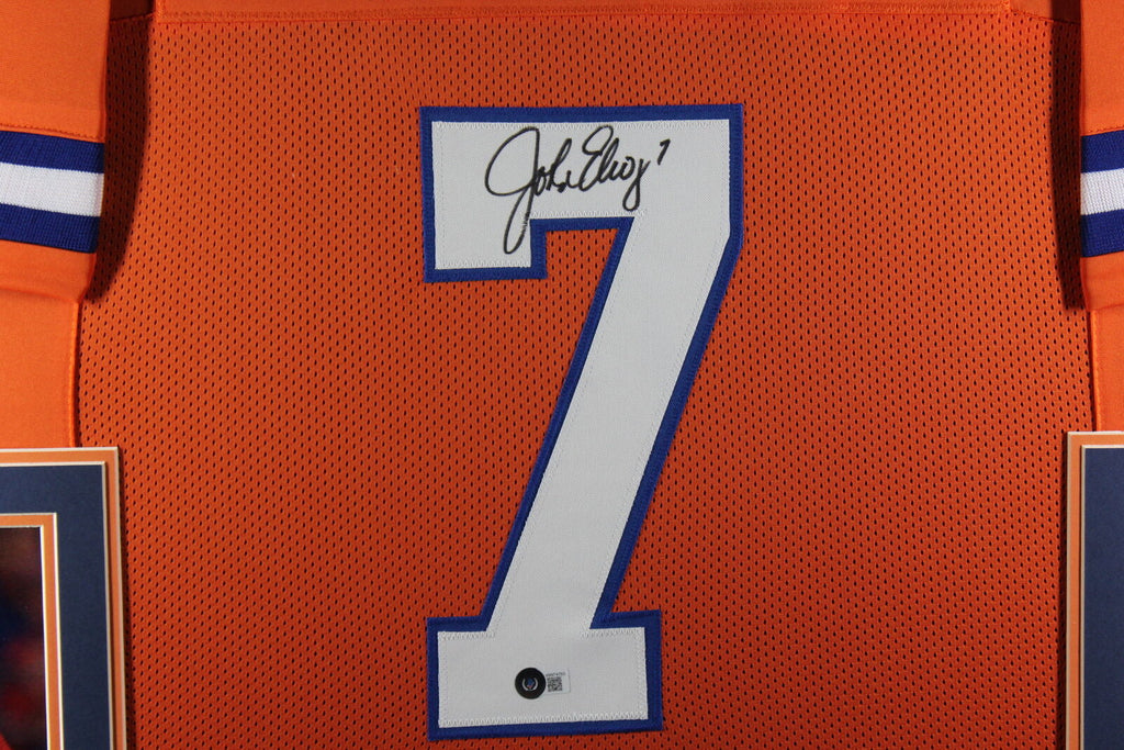 John Elway Authentic Signed Orange Pro Style Framed Jersey BAS Witnessed