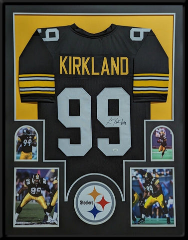 FRAMED PITTSBURGH STEELERS LEVON KIRKLAND AUTOGRAPHED SIGNED JERSEY JSA COA