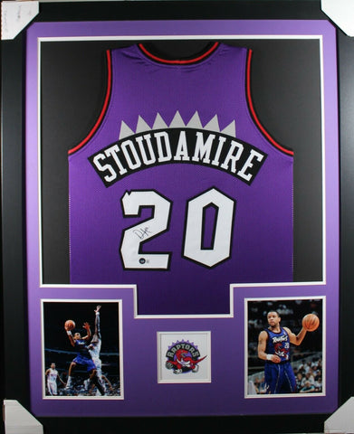 DAMON STOUDAMIRE (Raptors pur TOWER) Signed Autographed Framed Jersey Beckett