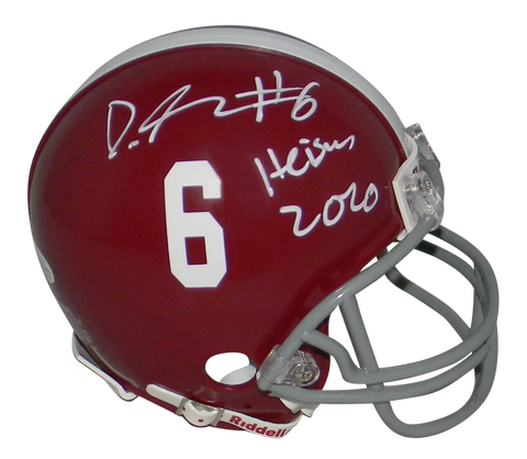 DEVONTA SMITH SIGNED ALABAMA CRIMSON TIDE MINI HELMET W/ HEISMAN 2020