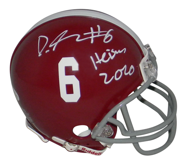 DEVONTA SMITH SIGNED ALABAMA CRIMSON TIDE MINI HELMET W/ HEISMAN 2020