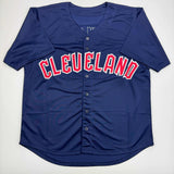 Autographed/Signed Steven Kwan Cleveland Blue Baseball Jersey JSA COA