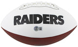 Raiders Howie Long Signed Franklin White Panel Logo Football BAS Witnessed