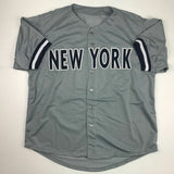 Autographed/Signed MIKE MUSSINA New York Grey Baseball Jersey JSA COA Auto