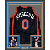 Framed Autographed/Signed Donte Divincenzo 35x39 NY Black Jersey Beckett BAS