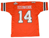 VINNY TESTAVERDE AUTOGRAPHED SIGNED MIAMI HURRICANES #14 JERSEY W/ HEISMAN 86