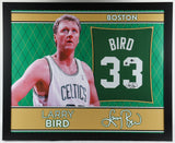 Larry Bird Signed 35x43 Framed Boston Celtics Jersey (Beckett & Bird Hologram)