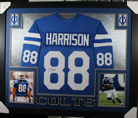 MARVIN HARRISON (Colts blue SKYLINE) Signed Autographed Framed Jersey JSA