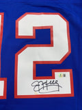 Jim Kelly Autographed Buffalo Bills Mitchell Ness Football Jersey Beckett STAIN