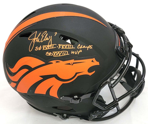 John Elway Signed Broncos Eclipse Authentic Helmet W/ SB Inscriptions Beckett