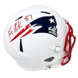 Rob Gronkowski New England Patriots Signed Riddell Flat White Replica Helmet JSA