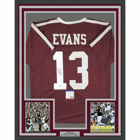 FRAMED Autographed/Signed MIKE EVANS 33x42 Texas A&M Red Jersey PSA/DNA COA Auto