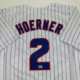 Autographed/Signed Nico Hoerner Chicago Baseball Jersey Beckett BAS COA