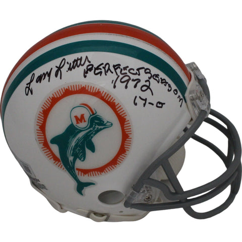 Larry Little Signed Miami Dolphins TB 1972 Mini Helmet Perfect Season BAS 46042