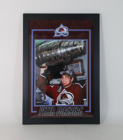 Peter Forsberg Signed Colorado Avalanche 16X20 Photo Red Suede Matte JSA COA