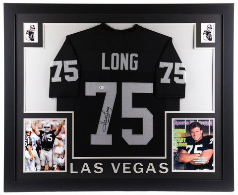 Howie Long Signed Oakland Raiders 35x43 Custom Framed Jersey (Beckett COA)