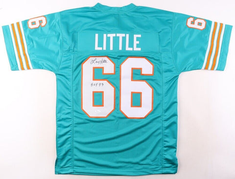 Larry Little Signed Dolphins Teal Jersey (JSA COA) 1972 Miami 17-0 Unbeaten Team