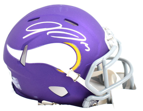 Jordan Addison Signed Vikings Tribute Speed Mini Helmet- Beckett W Holo *Silver