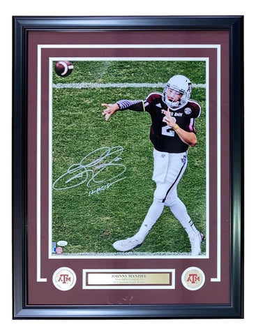 Johnny Manziel Signed Framed 16x20 Texas A&M Aggies Photo 12 Heisman Insc JSA