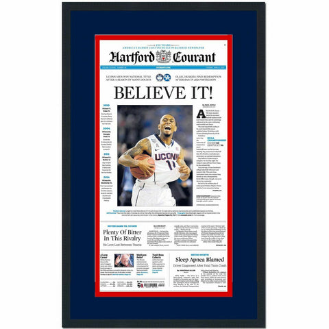 Framed Hartford Courant UConn 2014 National NCAA Champions Newspaper 17x27 Photo